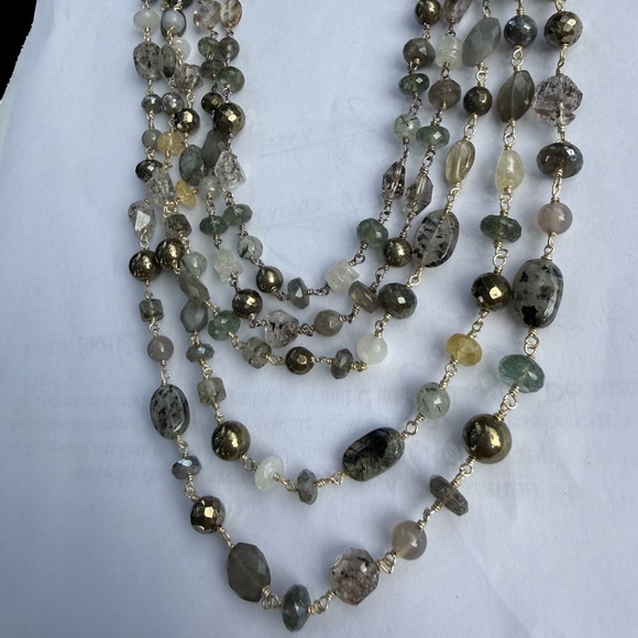 Elegant Multi-Semi Precious Gem Beaded Necklace - Picture 2 of 3